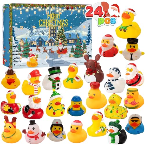 Gummi-Enten Adventskalender 2024 Mini Weihnacht Adventskalender Halloween-Countdown-Kalender Weihnachts-Party Gunst Geschenke für Kinder (A) von Gehanico