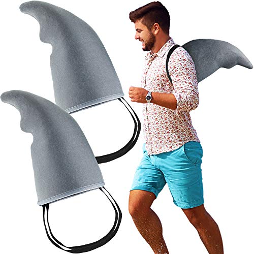 2 Stück Haifischflossenzubehör Graues Haifischflossenkostüm Leicht zu tragende Haie Spielen Kostümrequisiten für Erwachsene und Kinder von Gejoy
