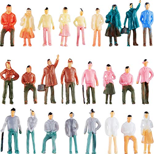 Gejoy 200 Stücke Menschen Figuren 1:75 Modell Eisenbahnen Architektonisch Kunststoff Personen Figuren Kleine Leute Sitzen und Stehen für Miniatur Szenen von Gejoy