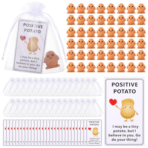 Gejoy 50 Set Inspirational Potato Gift Bulk Positive Emotional Gifts Mini Potato with Cards Support Encouragement Motivational for Graduation End of Year Colleague Student Teacher Team von Gejoy