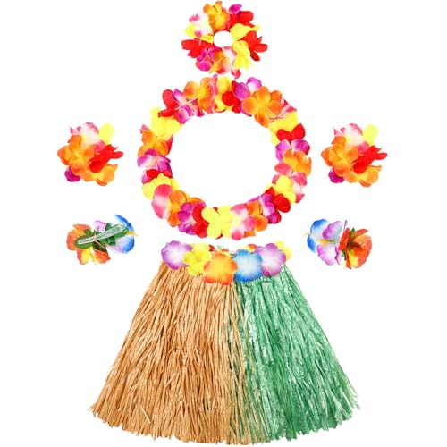 Gejoy 7-teiliges hawaiianisches Luau-Hula-Grasrock mit Blume, Kostüm-Set, Blumenarmband, Stirnband, Halskette, Hibiskus, Haarspange für Damen, Gelb, Grün, Waistline: 19.7 - 31.5 inch/ 50 - 80 cm Gejoy 7-teiliges hawaiianisches Luau-Hula-Grasrock mit Blume, Kostüm-Set, Blumenarmband, Stirnband, Halskette, Hibiskus, Haarspange für Damen, Gelb, Grün, Waistline: 19.7 - 31.5 inch/ 50 - 80 cm von Gejoy