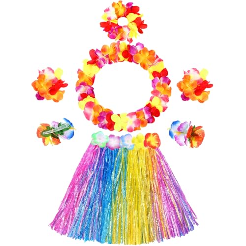 Gejoy 7-teiliges hawaiianisches Luau-Hula-Grasrock mit Blume, Kostüm-Set, Blumenarmband, Stirnband, Halskette, Hibiskus, Haarspange für Damen, Rosa, Blau, Lila, Gelb, Waistline: 19.7 - 31.5 inch/ 50 Gejoy 7-teiliges hawaiianisches Luau-Hula-Grasrock mit Blume, Kostüm-Set, Blumenarmband, Stirnband, Halskette, Hibiskus, Haarspange für Damen, Rosa, Blau, Lila, Gelb, Waistline: 19.7 - 31.5 inch/ 50 von Gejoy