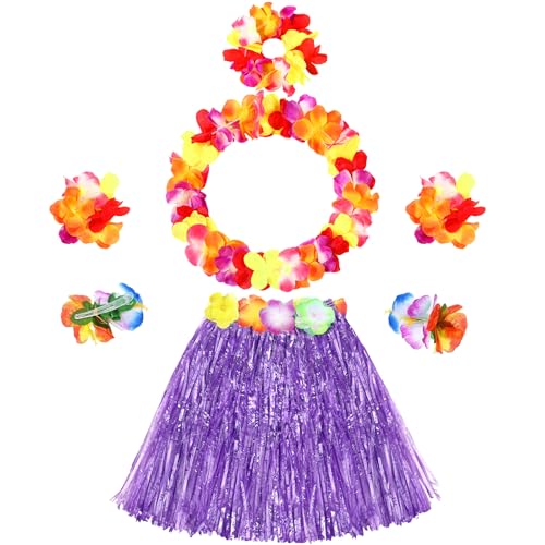 Gejoy 7-teiliges hawaiianisches Luau-Hula-Grasrock mit Blume, Kostüm-Set, Blumenarmband, Stirnband, Halskette, Hibiskus, Haarspange für Damen, Violett, Waistline: 19.7 - 31.5 inch/ 50 - 80 cm Gejoy 7-teiliges hawaiianisches Luau-Hula-Grasrock mit Blume, Kostüm-Set, Blumenarmband, Stirnband, Halskette, Hibiskus, Haarspange für Damen, Violett, Waistline: 19.7 - 31.5 inch/ 50 - 80 cm von Gejoy