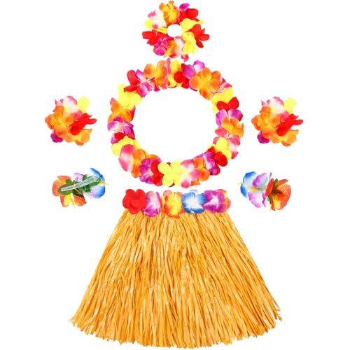 Gejoy 7-teiliges hawaiianisches Luau-Hula-Grasrock mit Blume, Kostüm-Set, Blumenarmband, Stirnband, Halskette, Hibiskus, Haarspange für Damen, gelb, Waistline: 19.7 - 31.5 inch/ 50 - 80 cm Gejoy 7-teiliges hawaiianisches Luau-Hula-Grasrock mit Blume, Kostüm-Set, Blumenarmband, Stirnband, Halskette, Hibiskus, Haarspange für Damen, gelb, Waistline: 19.7 - 31.5 inch/ 50 - 80 cm von Gejoy