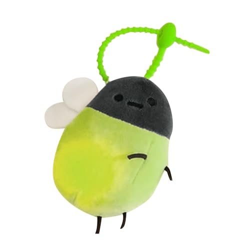 1 x niedliche leuchtende Glühwürmchen-Puppe für Mädchen, Cartoon-Schlüsselanhänger, Glühwürmchen-Puppen, kleine Weihnachtsdekoration, Glas (grün, Einheitsgröße) von Gelb&Schwarz