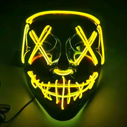 GeluEla Halloween LED Leuchtend Maske, 3 Beleuchtungsmodi Neon Purge Maske für Kinder Männer Frauen, Horror Totenkopf Masken für Kostümspiele, Feste, Cosplay, Karneval und Party GeluEla Halloween LED Leuchtend Maske, 3 Beleuchtungsmodi Neon Purge Maske für Kinder Männer Frauen, Horror Totenkopf Masken für Kostümspiele, Feste, Cosplay, Karneval und Party von GeluEla