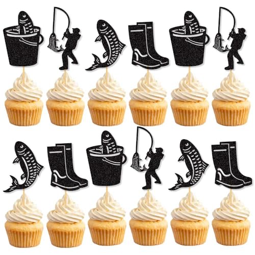 Angel-Kuchendekorationsset, Angelthemen-Partyzubehör beinhaltet Fisch Happy Birthday Kuchen Cupcake Topper für Jungen, Kinder, Männer, Angler, Angelthemen-Party-Zubehör Angel-Kuchendekorationsset, Angelthemen-Partyzubehör beinhaltet Fisch Happy Birthday Kuchen Cupcake Topper für Jungen, Kinder, Männer, Angler, Angelthemen-Party-Zubehör von Geluode