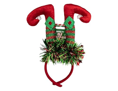 Gem Imports Neuheit Elf Stirnband - Lustiges Weihnachten Verkleidung Zubehör mit Elfenbeinen, Lametta & Glocken - Perfekt für Partys & Festliche Feiern von Gem Imports