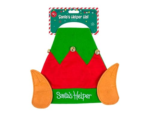 Gem Imports Weihnachtselfenmütze - Weihnachtsmannhelfer Verkleidung Hut mit Ohren & Glocken - Lustiges Festliches Kostüm Zubehör für Weihnachtsfeiern & Verkleiden von Gem Imports