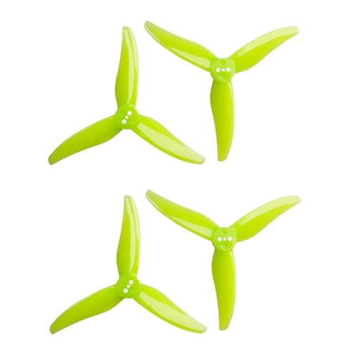 GEMFAN 2 Paar Hurricane 3520 Propeller 3-Blade CW CCW Paddel 1,5 mm T-Mount für RC Drohne (Fluoreszierendes Gelb) von Gemfan