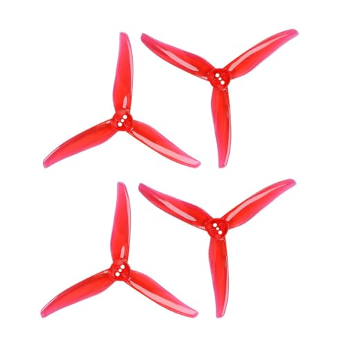 GEMFAN 2 Paar Hurricane 4023 Propeller 1,5 mm T-Mount 3-Blade CW CCW Paddel für RC Drohne DIY Teile (Rot) von Gemfan