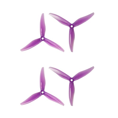 Gemfan 5129 CW CCW Propeller 5 mm 3 Flügel Paddel für Quadcopter Drohne DIY Teile (lila) von Gemfan