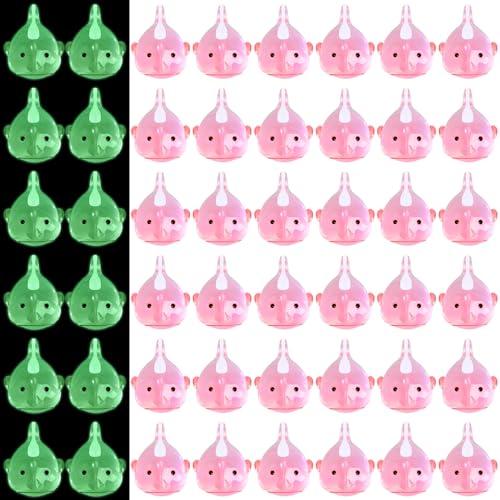 Gemscream 50 Stück Mini-Harz-Figuren, kleine Miniatur-Kugelfische, niedliche kleine Fische, Kunstharz-Figuren, Aquarium-Ornamente für Haus und Garten (leuchtend) von Gemscream