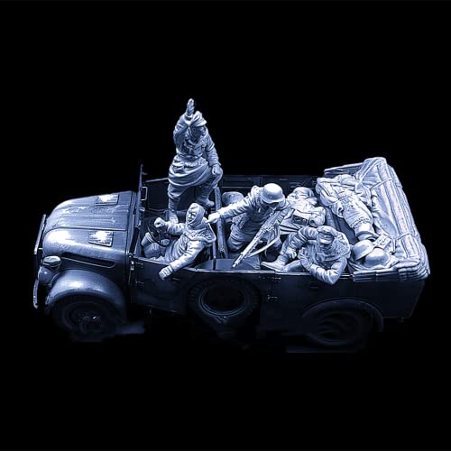 ( 1/35 ) Resin-Miniaturmodellbausatz WWII Deutscher Soldat Resin-Modellbausatz (4 Personen, ohne Auto, mit Gepäck) unmontierte und unbemalte Resinteile (kjA8t- 7) von Generic