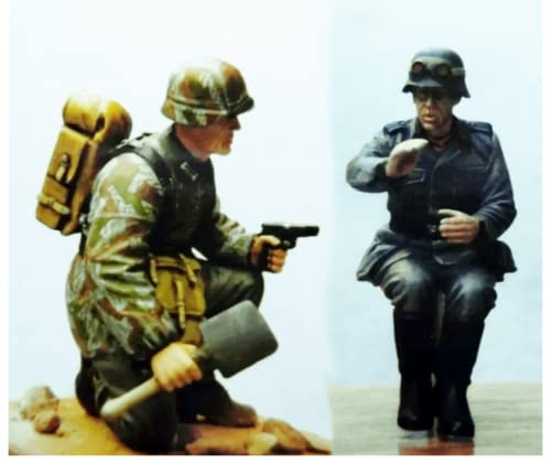 ( 1/35 ) Resin-Miniaturmodellbausatz WWII Deutscher Soldat Resinmodellbausatz (2 Personen) unmontierte und unbemalte Resinteile (kjA9t-2) von Generic