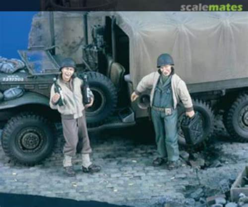 ( 1/35 ) Resin-Miniaturmodellbausatz WWII amerikanischer Soldat Resin-Modellbausatz (2 Personen, kein Auto) unmontierte und unbemalte Resinteile (kjA8t- 6) von Generic