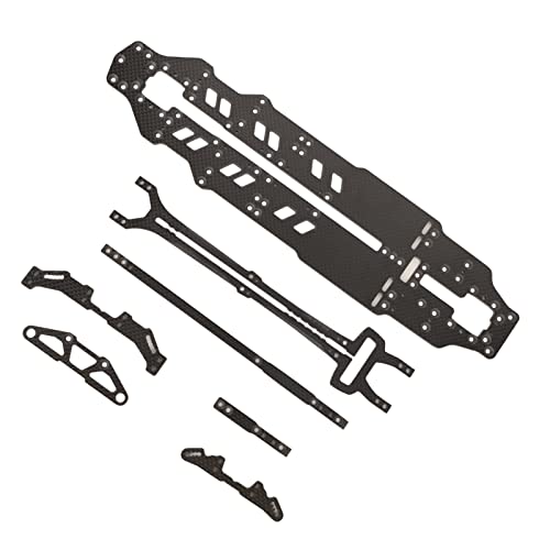 1/10 RC Auto Chassis Rahmen Kit, Ersatzteil Wärmeableitung Starke Starre Kohlefaser Chassis Kit Leicht für 1:10 Fernbedienung Auto (BLACK) von Generic