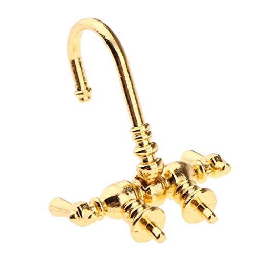 1/12 Puppenhaus Miniatur Golden Water Faucet Mixer Tap, für Badezimmer Badewanne 1/12 Puppenhaus Miniatur Golden Water Faucet Mixer Tap, für Badezimmer Badewanne von Generic