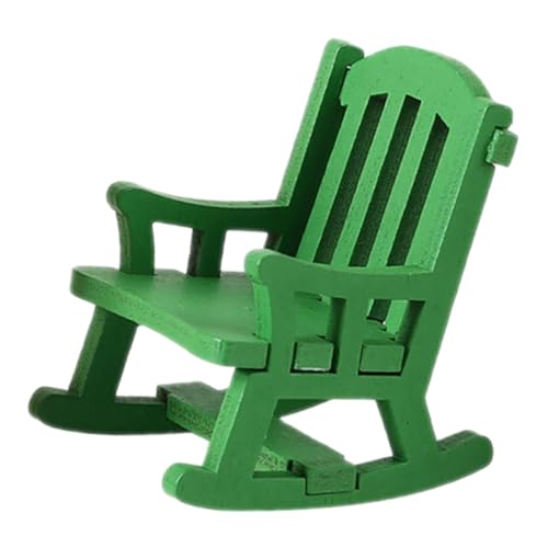 1/12 Schaukelstuhlmodell, Mini Hochlehnerstuhl, Bastelmodell, Realistisch Simulierte Miniaturmöbel für Dekorationsprojekte, GrÜn von Generic