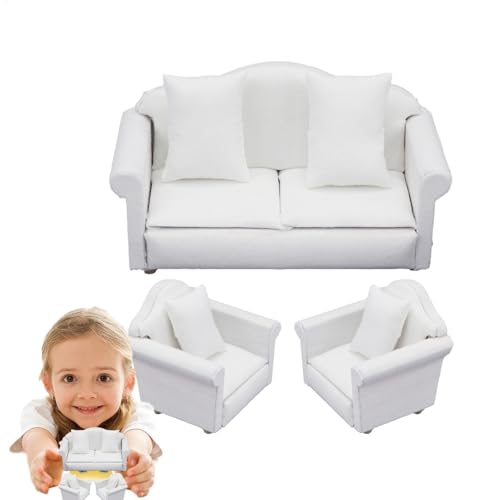 1/12 Skala Miniatur Couch - Möbel, winziges Sofa für Puppen | Handgefertigte - und Stoffsofa -Set, tat vor, das Wohnzimmerdekor, Puppenhauszubehör, das Geschenk des Sammlers zu Spiel 1/12 Skala Miniatur Couch - Möbel, winziges Sofa für Puppen | Handgefertigte - und Stoffsofa -Set, tat vor, das Wohnzimmerdekor, Puppenhauszubehör, das Geschenk des Sammlers zu Spiel von Generic