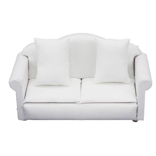 1/12 Skala Miniatur Couch - Möbel, winziges Sofa für Puppen | Handgefertigte - und Stoffsofa -Set, tat vor, das Wohnzimmerdekor, Puppenhauszubehör, das Geschenk des Sammlers zu Spiel von Generic