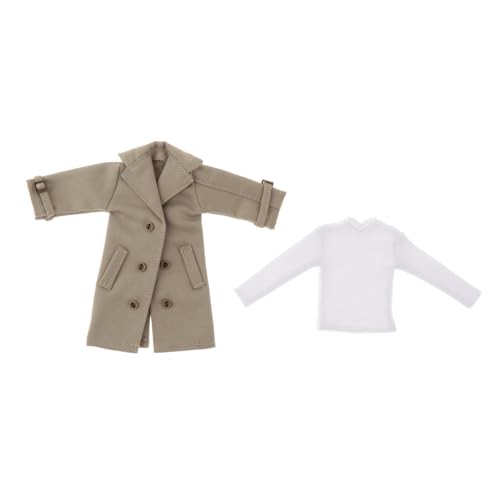 1/12 männliche Figur Kleidung mit Langarmhemd Stilvolles Dress up PEA Coat Miniatur Einfarbige Jacke Trenchcoat, GrÜn 1/12 männliche Figur Kleidung mit Langarmhemd Stilvolles Dress up PEA Coat Miniatur Einfarbige Jacke Trenchcoat, GrÜn von Generic