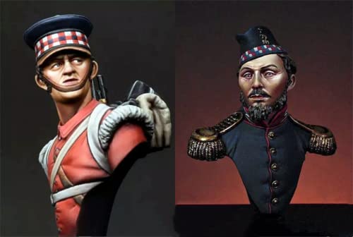 1/16 Resin Büste Miniaturmodellbausatz antiker militärischer Kommandant Büste Resinmodellbausatz (2 Personen) unmontierte und unbemalte Resinteile (yyj7A-4) von Generic