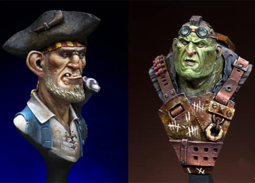 1/16 Resin Büste Miniaturmodellbausatz antiker militärischer Kommandant Büste Resinmodellbausatz (2 Personen) unmontierte und unbemalte Resinteile (yyj7A-5) von Generic