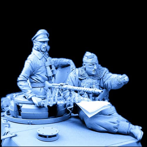 【1/16】 WWII Deutscher Panzersoldat Resinmodellbausatz (2 Personen, kein Panzer) unmontierte und unbemalte Resinmodellteile (yX3F-1) von Generic