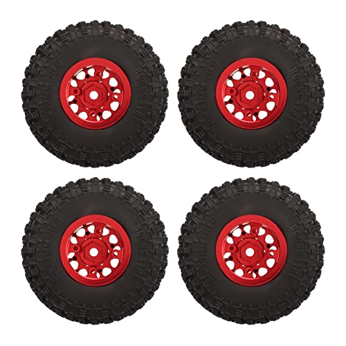 1/18 RC Auto Reifen RC Und Reifen 4 Stück Hochfeste Solid Building Bessere Griffigkeit Für Autos (Rot) von Generic