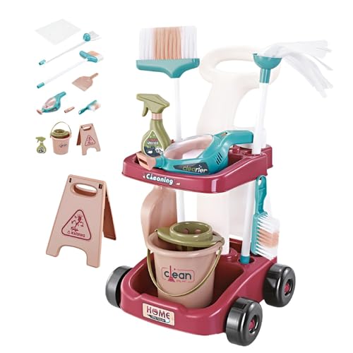 1/2 Kinder-Reinigungsset – Pretend Home Cleaning Play Kit, Spielzeug-Reinigungsset | Haushaltsspielzeug-Set für Kleinkinder, bestehend aus Besen, Mopp, Bürste, Kehrschaufel und lustigem Reinigungsspie von Generic