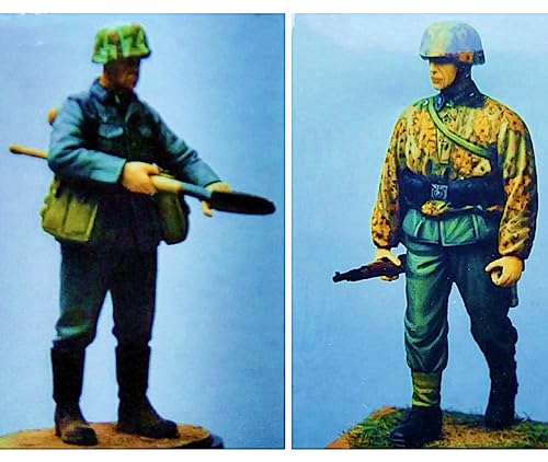 1/35 Resin-Miniaturmodellbausatz WWII Deutscher Soldat Resin-Modellbausatz (2 Personen) unmontierte und unbemalte Resinteile (Gx9E-1) von Generic