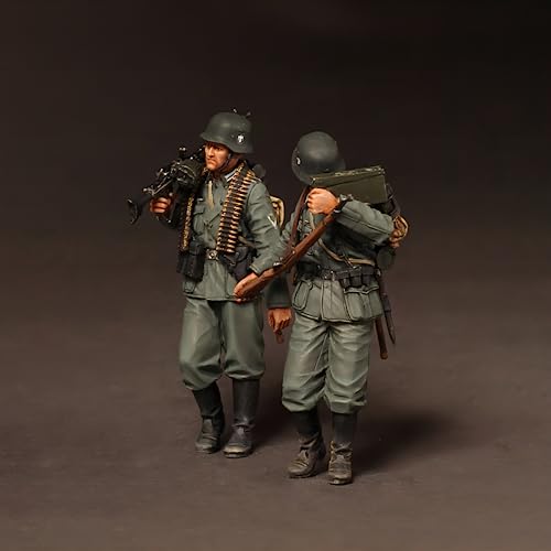 1/35 Resin-Miniaturmodellbausatz WWII Deutscher Soldat Resin-Modellbausatz (2 Personen) unmontierte und unbemalte Resinteile (Gx9E-3) von Generic