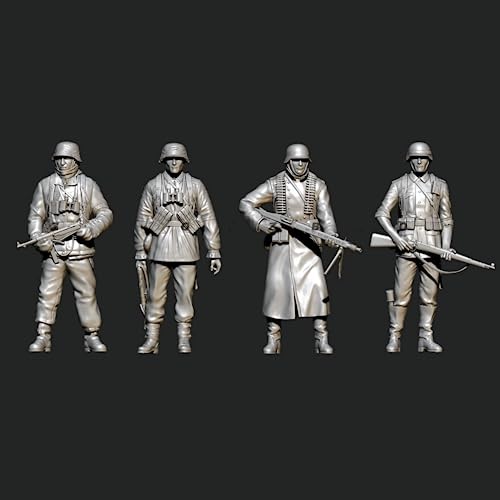 1/35 Resin-Miniaturmodellbausatz WWII Deutscher Soldat Resin-Modellbausatz (4 Personen) unmontierte und unbemalte Resinteile (Gx7E-3) von Generic