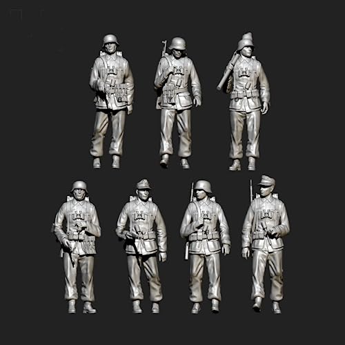 1/35 Resin Miniaturmodellbausatz WWII Deutscher Soldat Resinmodellbausatz (7 Personen) unmontierte und unbemalte Resinteile (Gx7E-5) von Generic