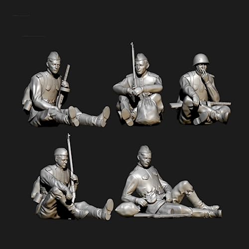 1/35 Resin-Miniaturmodellbausatz WWII Sowjetischer Soldat Resin-Modellbausatz (5 Personen) unmontierte und unbemalte Resinteile (Gx7E-6) von Generic