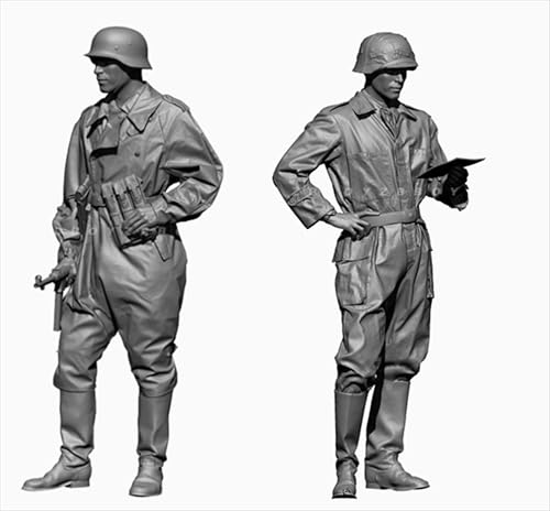 1/35 WWII German Soldier Resin Soldier Model Kit Unbemalt Unmontiert Resin Modell (2 Personen) // U9c5z2 von Generic