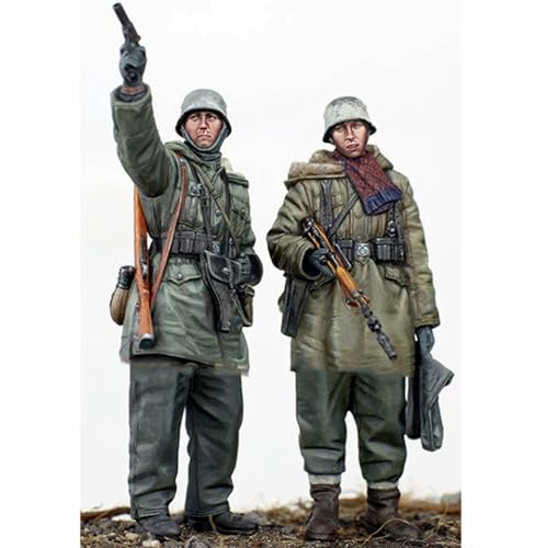 1/35 WWII German Soldier Resin Soldier Model Kit Unbemalt Unmontiert Resin Modell (2 Personen) // U9c5z4 von Generic