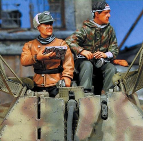 1/35 WWII German Tank Soldier Resin Soldier Model Kit Unbemalter und unmontierter Figuren-Resinmodellbausatz (2 Figuren, Keine Panzer) //g9S5X8 von Generic