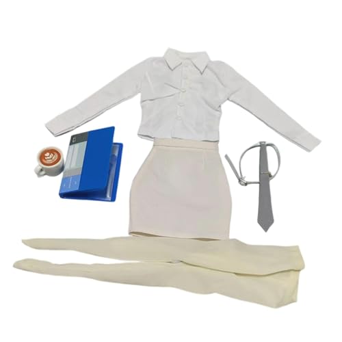 1/6 Maßstab weibliche Kleidung Puppe Kleidung Sammler Mode tragen Outfits weißes Hemd Krawatte, Aprikosenweiß von Generic