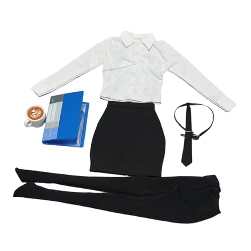 1/6 Maßstab weibliche Kleidung Puppe Kleidung Sammler Mode tragen Outfits weißes Hemd Krawatte, Schwarz-Weiss von Generic