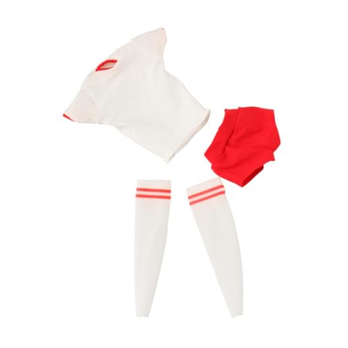 1/6 Weibliche Kleidung Mode Kurzarm Shorts Basic Casual Mini Handgemachte Kleidung für 12 Weibliche Action Figur, Weiß Rot Enge Passform 1/6 Weibliche Kleidung Mode Kurzarm Shorts Basic Casual Mini Handgemachte Kleidung für 12 Weibliche Action Figur, Weiß Rot Enge Passform von Generic
