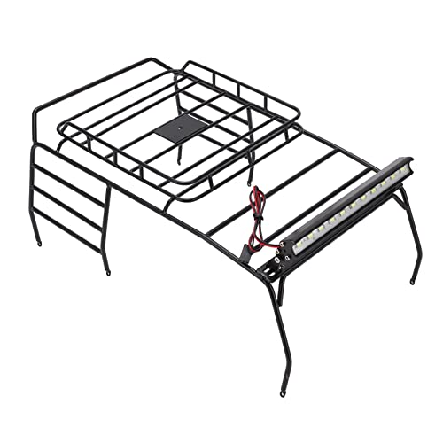 1 10 Skala RC -Auto -Dächer -Rack für Axiale SCX10, 313 Mm Eisengepäckschale mit Anti -Roll -Design und 11 LED -Leuchten 1 10 Skala RC -Auto -Dächer -Rack für Axiale SCX10, 313 Mm Eisengepäckschale mit Anti -Roll -Design und 11 LED -Leuchten von Generic