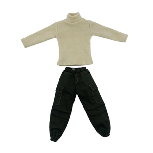 1: 6 Männliche Kleidung Kleidung Strick Rollkragenpullover Und Güterhosen für 12 '' Männliche Actionfigur DIY, Beige von Generic