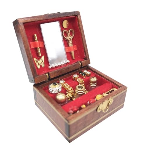 1:12 Mini Puppenhaus Möbel Set Winziger Schmuck Mit Dekorativen Accessoires Für Mikro-Szene & Make-Up Lagerung Kmk461 (Brown, 3.3cm) von Generic
