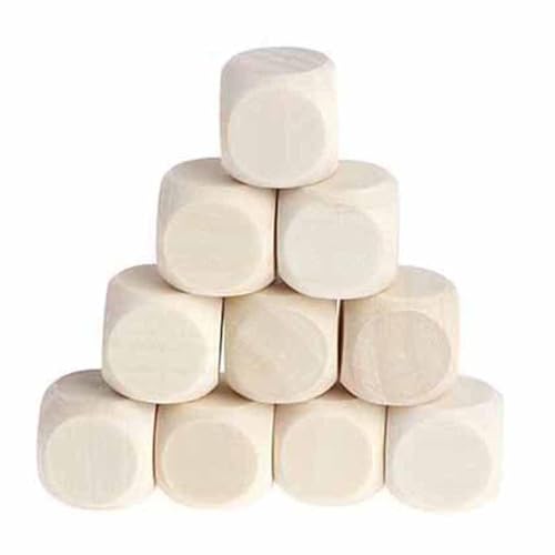 10 Holzwürfel - personalisierbare Holzwürfel, unlackierte Holzwürfel | Würfel aus Naturholz, handwerkliche Quadrate aus , tragbare Würfel von Generic
