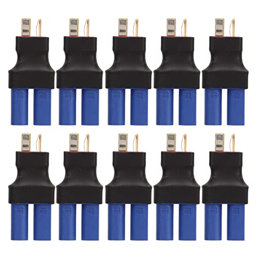 10 Stück EC5 auf T-Stecker-Adapter, Gummi-Kunststoff-Kupfer-Stecker-Konverter für RC Lipo Akku Balance Ladegerät Auto Flugzeug Boot Modell von Generic