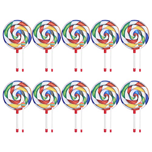 10 Stück Lollipop Form Trommel, Bunte Trommel Slap Set Tefil 8-in-Kindermusik Rhythmus Instrument Früher Ziehung Musik von Generic