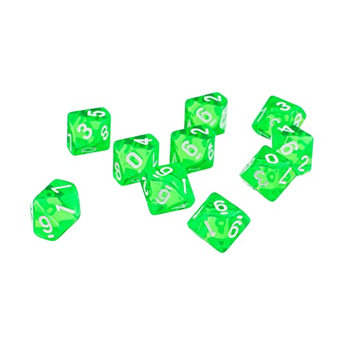10 Stück transparente grüne 10-seitige Würfel, 1,5 cm Radius, 3 cm Durchmesser, Acryl-Material von Generic
