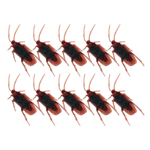 10 stücke Streich Kakerlaken Lieblings Trick Witz Spielzeug Sehen Echt Gruselig Realistische Kunststoff Neuheit Kakerlake Für Party Qmh197 (Brown, 6X4X1cm) von Generic